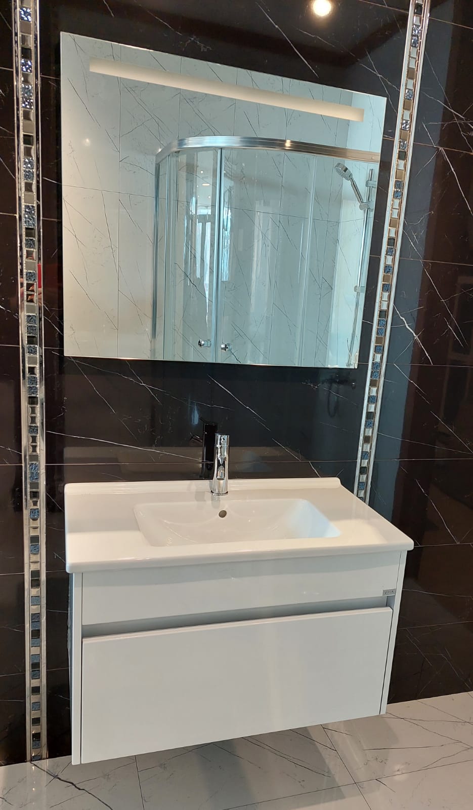 S50+LAVABO DOLABI+ELITE AYNA 80 CM-PARLAK BEYAZ